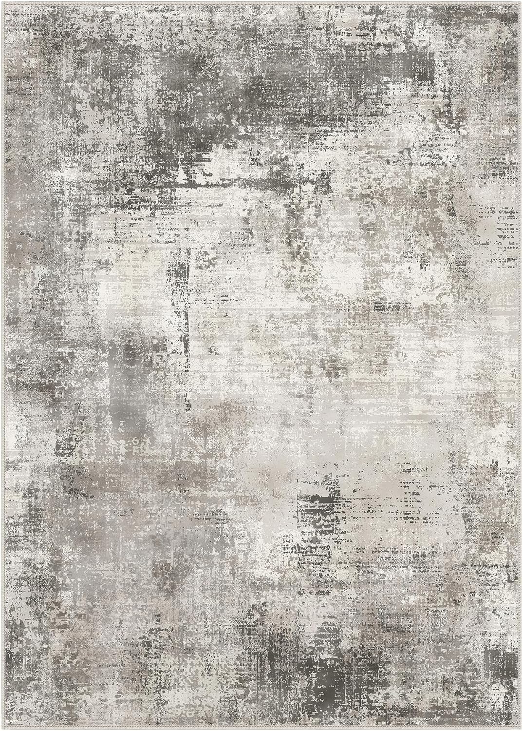 Area Rugs 5x7 Machine Washable Rug for Bedroom Living Room Dining Room, Large Modern Abstract Soft Rugs, Indoor Low Pile Carpet with Non Slip Rubber Backing, Abstract Gray