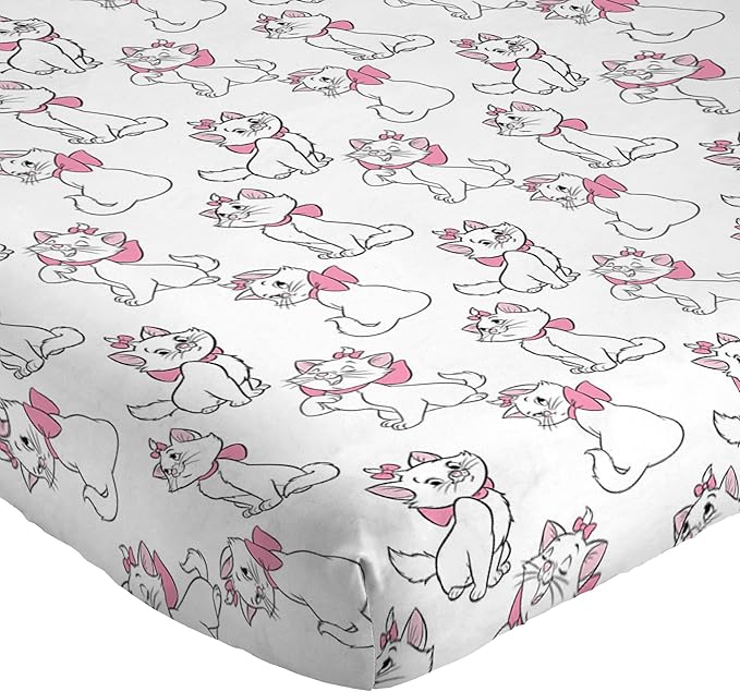 Jay Franco Kids Sheet Set with Fitted, Flat Sheets & Pillow Cover - Ultra-Soft Bedding with Pillowcase for Room Decor, White - Aristocats, 4 Piece Queen