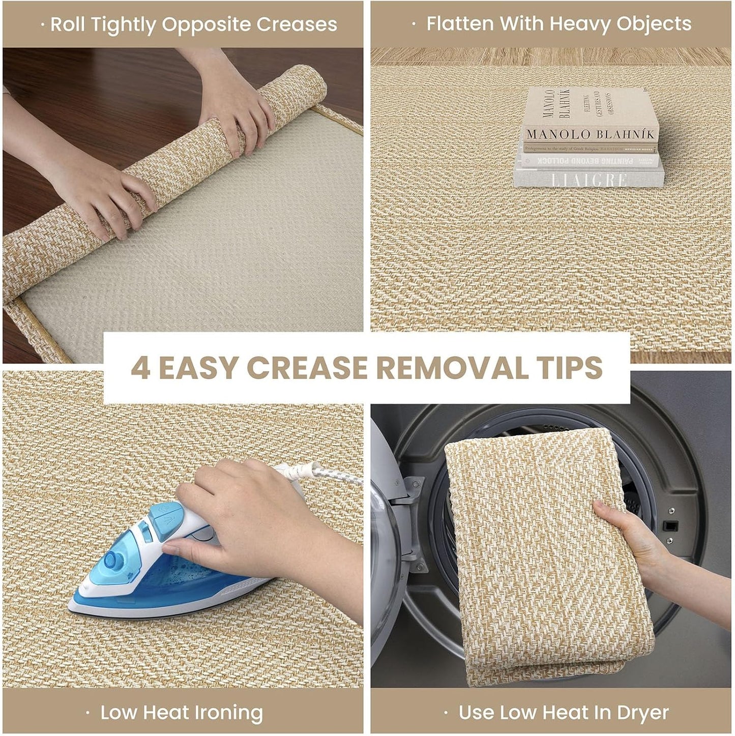 IOHOUZE Washable Runner Rug 2x10 Non Slip Rubber Backed Long Hallway Runner Entryway Runner Indoor, Kitchen Rugs Woven Cotton Floor Carpet for Hall Entrance, Warm Beige/Orange/Apricot