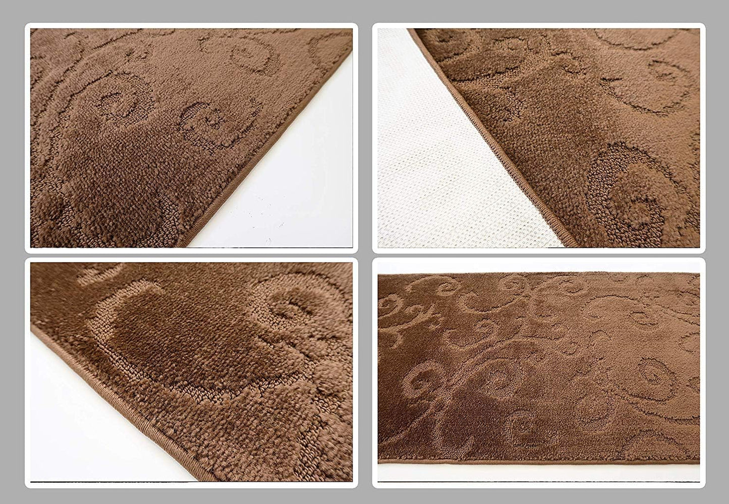 Custom Length Hallway Runner Rug,Slip Resistant,Scroll Brown, 26 Inch X 9 feet, Sold and Priced Per Foot