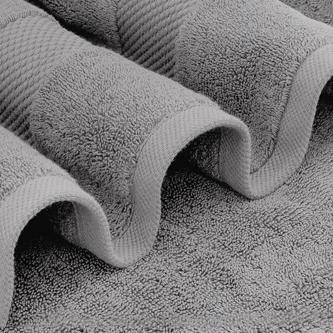White Classic Luxury Soft Bath Sheet Towels - 650 GSM Cotton Luxury Bath Towels Extra Large 35x70 | Highly Absorbent and Quick Dry | Hotel Quality Extra Large Bath Towels Oversized, Light Grey, 2 Pack