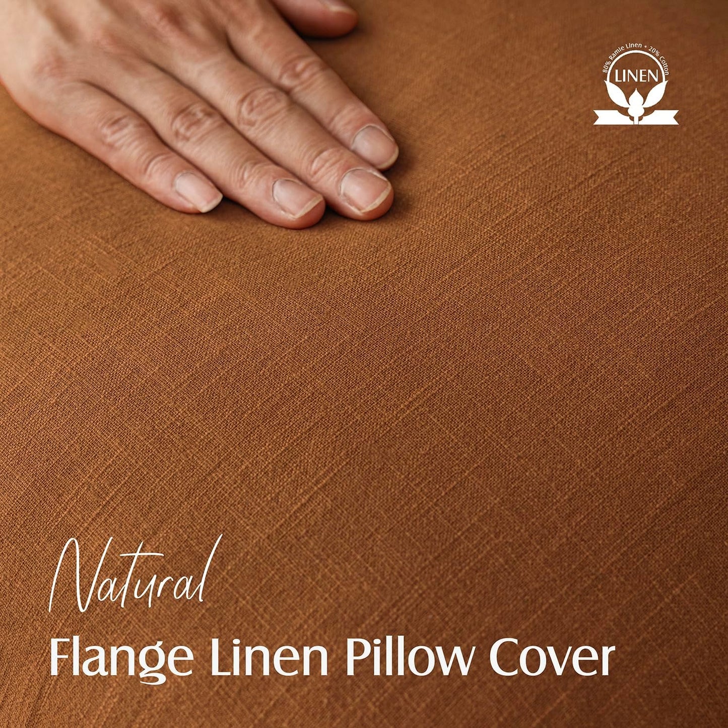 Foindtower Set of 2, Decorative Linen Soild Throw Pillow Covers Soft Accent Cushion Euro Case Boho Farmhouse Pillowcase for Chair Couch Sofa Bedroom Living Room Home Decor 18 x 18 Inch Autumn Orange