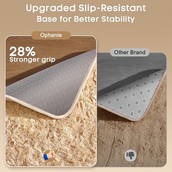 Ophanie Beige Rugs for Living Room Bedroom, 5x8 Fluffy Fuzzy Furry Carpet, Plush Soft Shaggy Bedside Indoor Floor Area Rug for Kids Girls Boys Baby Teen Dorm Nursery Home Decor Aesthetic
