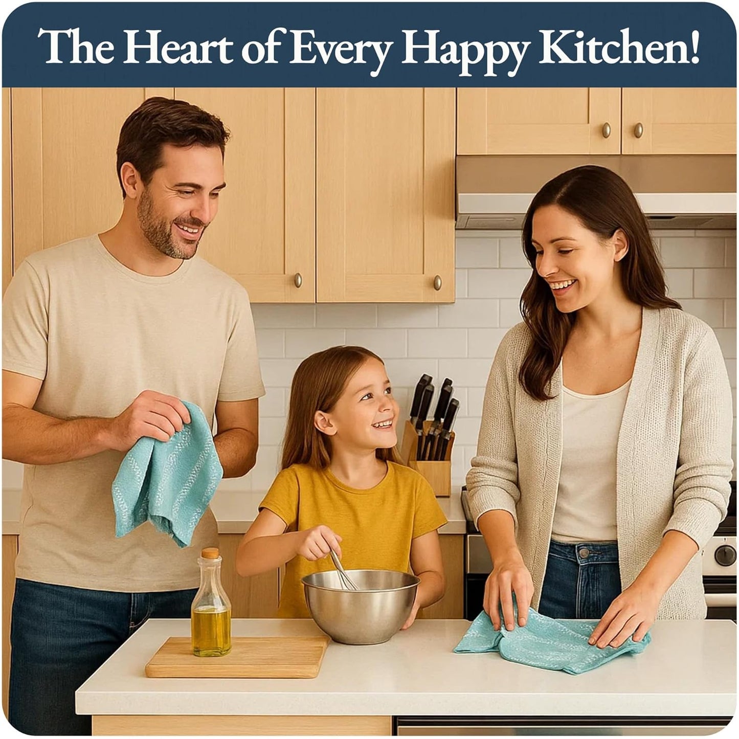 LANE LINEN Kitchen Towels Set - Pack of 4 Cotton Dish Towels for Drying Dishes, 18”x 28”, Kitchen Hand Towels, Absorbent Tea, Dish Towels, Quick Drying Towel Set - Aqua