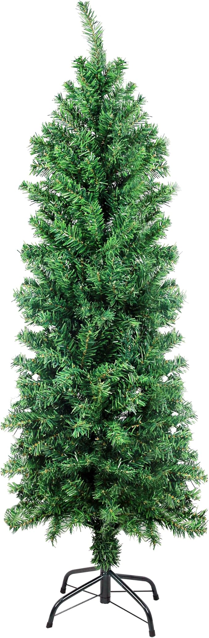 Suunyglade 4FT Green Artificial Christmas Tree, Premium Hinged Pine Tree with Solid Foldable Metal Legs, Pencil Shape Christmas Tree Perfect for Home, Shops and Holiday Decoration