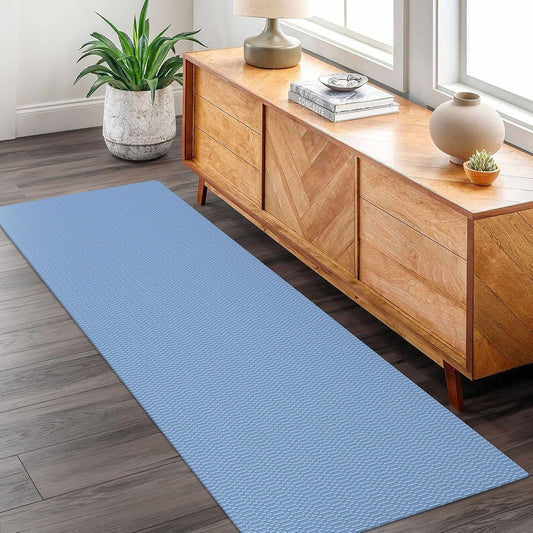 KOZYFLY Washable Runner Rug 2x6 Ft Runners for Hallways Kitchen Runner with Rubber Backing Braided Cotton Entryway Runner Indoor, Carpet for Hallway Kitchen Entryway Bedroom, Blue