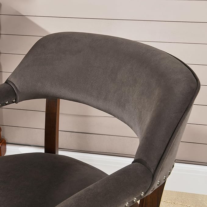 MODERION Dinning Chairs with Wheels and Arms Set of 4, Solid Wood Office Desk Chairs with Frosted Velvet Upholstered, Classic Swivel Accent Chairs, 31.5" H Boss Caption's Chair for, Taupe XXY-HT22-WG