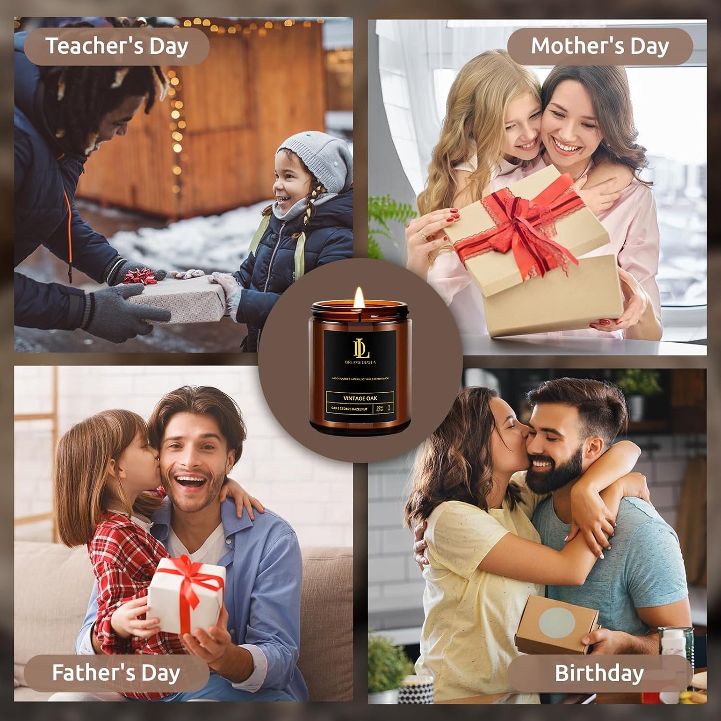 Vintage Oak Scented Candles, Soy Candle for Home Scented, Candles Gift for Men Women, 7oz with 50 Hour Burn Time