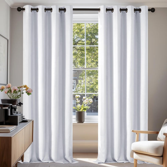 Deconovo Blackout Curtains for Bedroom – Set of 2 52W x 96L Inch Thermal Insulated & Noise Reducing Panels–Home Window Room Darkening Sustainable Grommet Drapes for Living Room and Nursery, Star White