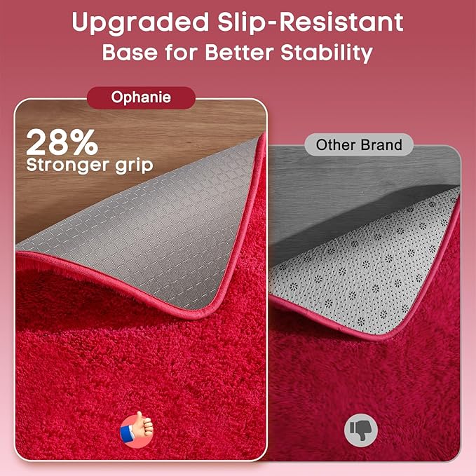 Ophanie Red Rugs for Bedroom Living Room, Fluffy Fuzzy Furry Carpet, Plush Soft Shaggy Bedside Indoor Floor 4x6 Area Rug for Kids Girls Boys Baby Teen Dorm Nursery Home Decor Aesthetic