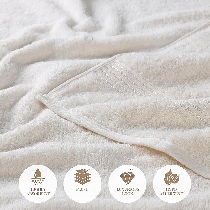 Superior Egyptian Cotton 9-Piece Towel Set, Assorted Towels for Home Bathroom, Guest Bath Decor Essentials, Includes 3 Bath, 3 Hand, 3 Face Towels/Washcloths, Quick Dry, Absorbent - Ivory