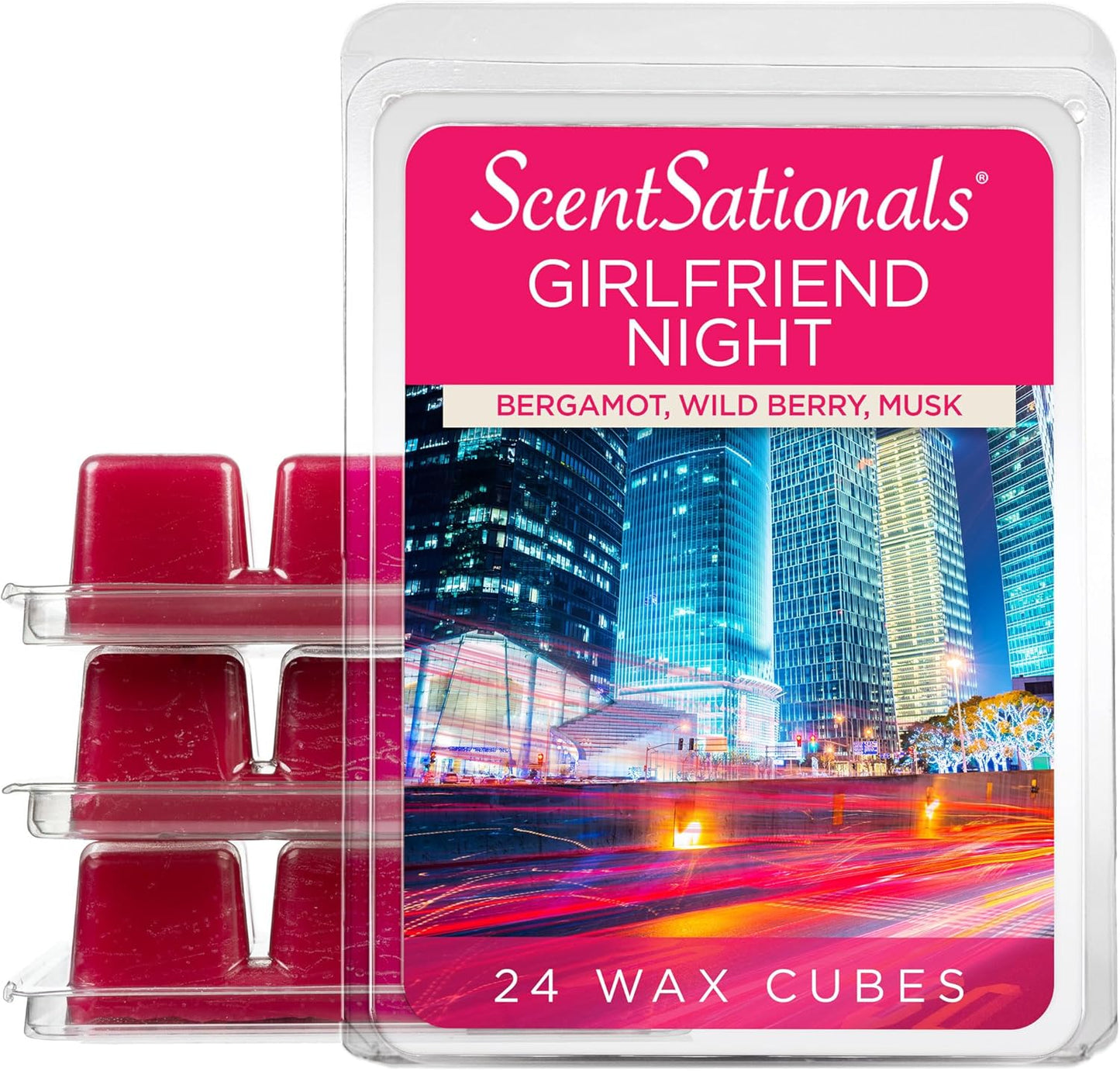 Scentsationals Wax Melts, Wax Cubes Strong Scent - Girlfriend Night - Long Lasting Scented for Warmer, 10oz (24-Cubes)