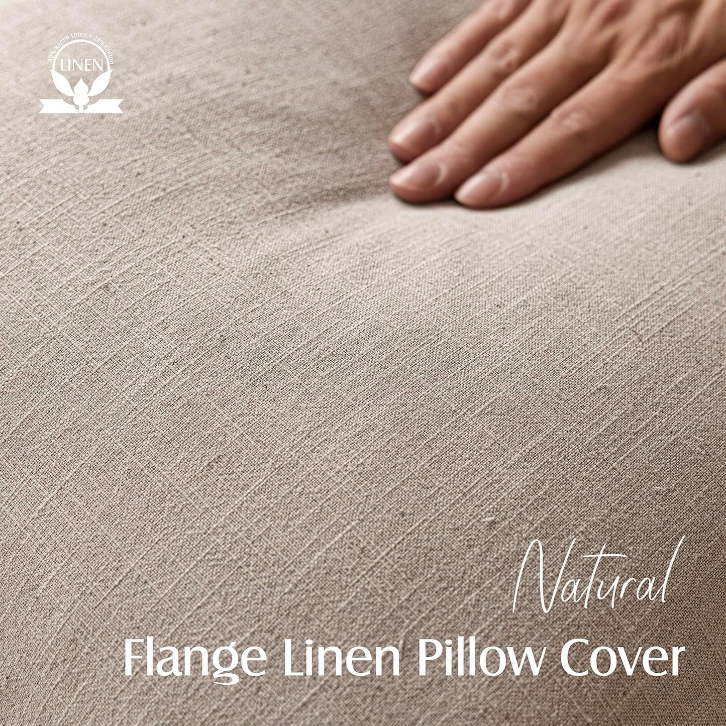 Foindtower Set of 2, Decorative Linen Soild Throw Pillow Covers Soft Accent Cushion Euro Case Boho Farmhouse Pillowcase for Chair Couch Sofa Bedroom Living Room Home Decor 18 x 18 Inch Natural Linen