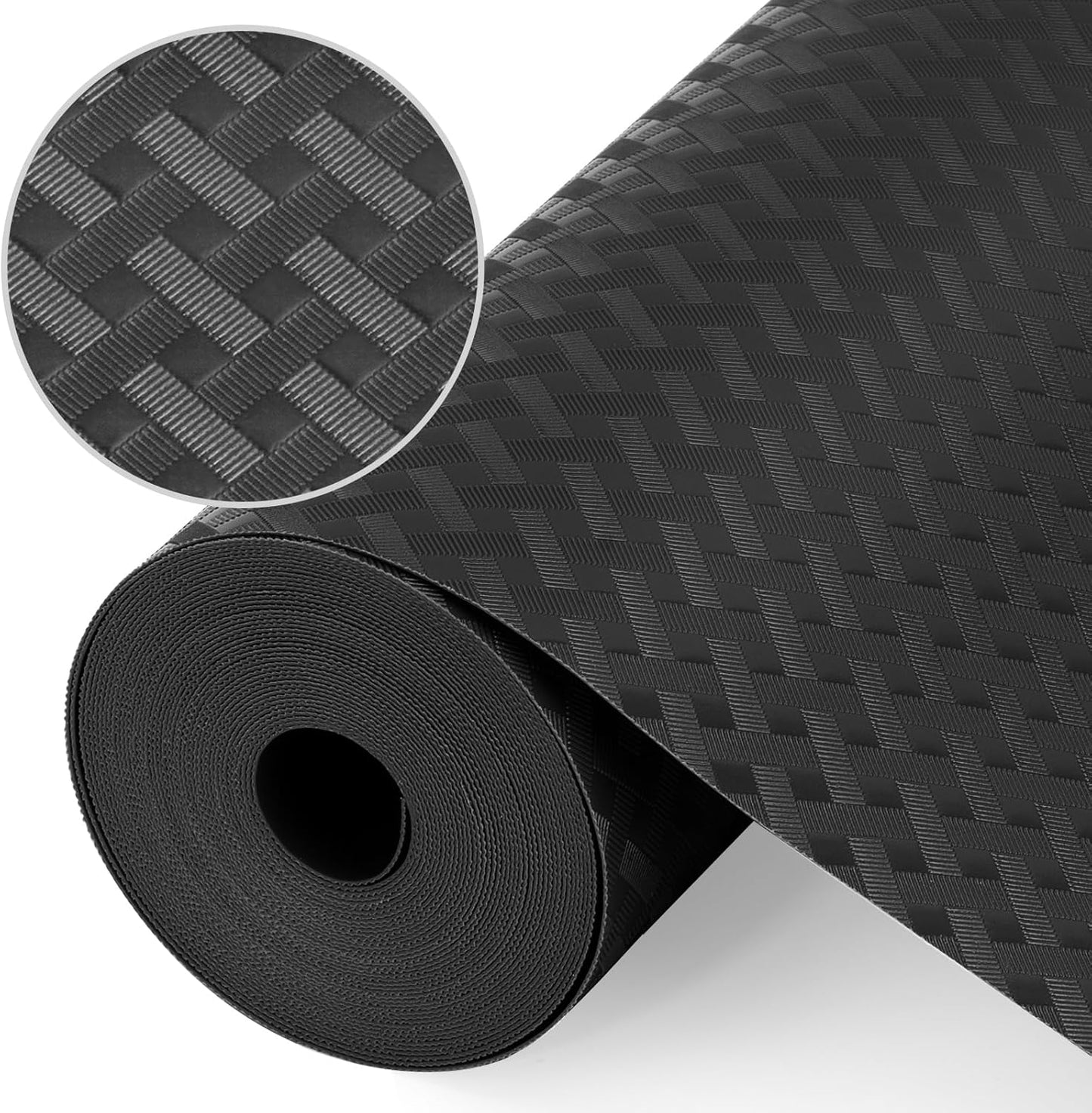 Shelf Liners, Non-Adhesive Drawer Liner, Waterproof & Oil-Proof Kitchen Cabinet Cupboard Liner Plastic EVA Material BPA Free Fridge Liner Mats Paper Protector for Shelves (Black/24in x 240in)