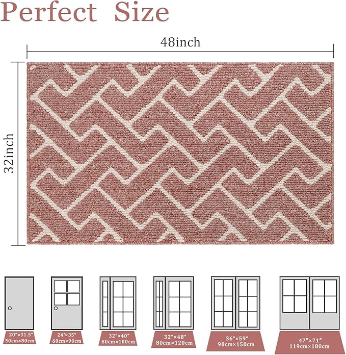 hicorfe Front Door Mat Outside Entrance, Absorbent Mud Mat,Welcome Door Mats Outdoor Indoor,Stain and Fade Resistant,Non Slip Backing Entry Doormat,Pet Rug for Entryway (32"x48",Dark Pink)