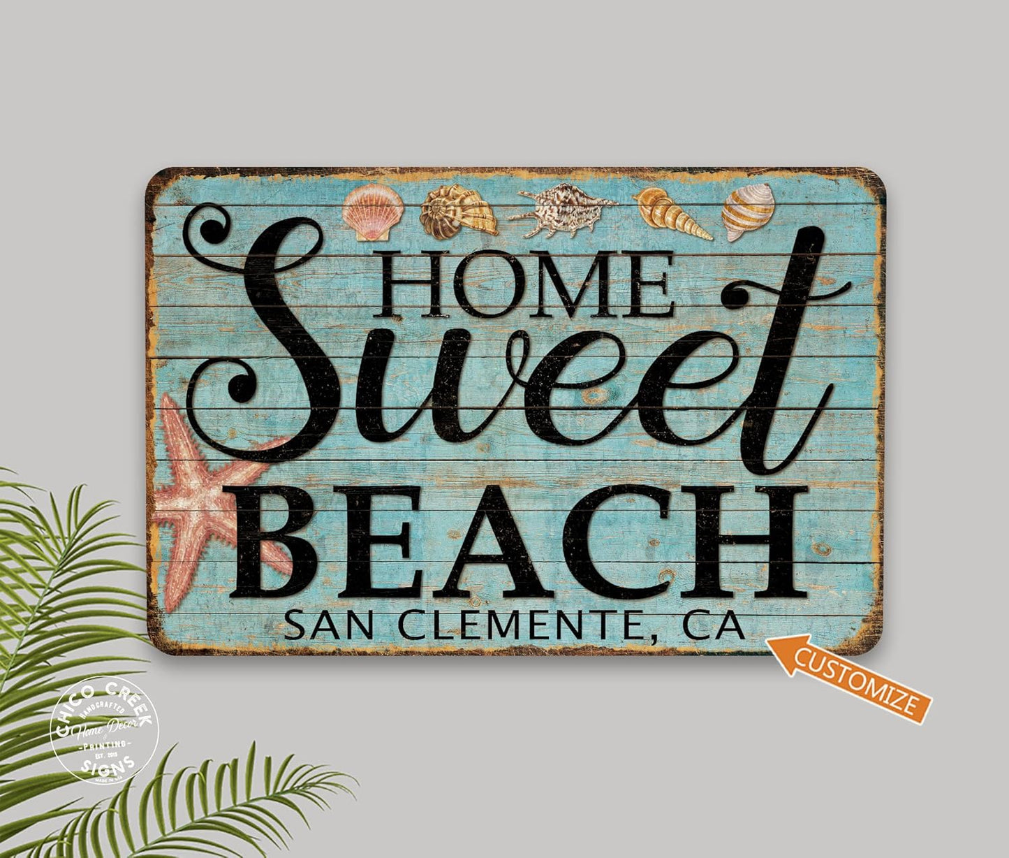 Custom Home Sweet Beach Beachhouse Beachtown Décor Seaside Décor Personalized Your Text Here Beachtown Décor Wall Art 108122002011
