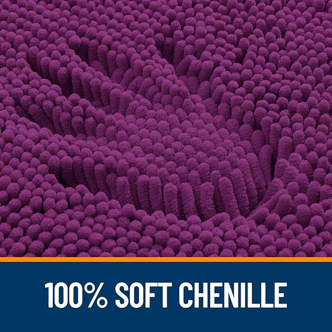 OLANLY Bathroom Rugs 44x24, Extra Soft Absorbent Chenille Bath Rugs, Rubber Backing Quick Dry, Machine Washable Bath Mats for Bathroom Floor, Tub and Shower, Home Decor Accessories, Purple