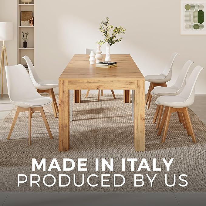 Mobili Fiver, Easy, Extendable Console Table with Extension Leaves Holder, 17.7(120.1) x35.4 in, Rustic Oak, for 4-12 People, Space Saving Dining Table for Entrance, Living Room, Italian Furniture