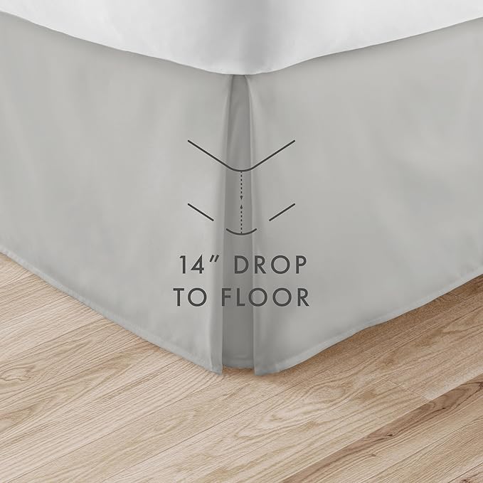 Linen Market Bed Skirt - Ultra Soft Microfiber - Easy Fit Hotel Quality, Shrinkage & Fade Resistant - Bed Cover - Queen Bed Set - Bedroom Décor with 14 Inch Tailored Drop - (Light Gray)