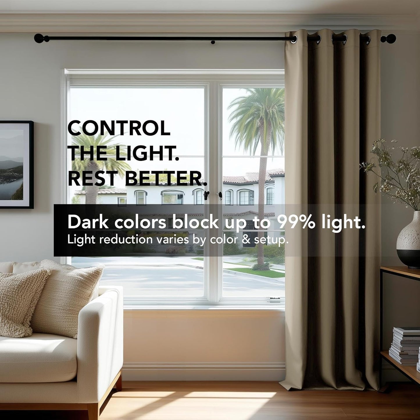 Deconovo Blackout Curtains for Bedroom – Set of 2 52W x 45L Inch Thermal Insulated & Noise Reducing Panels–Home Window Room Darkening Sustainable Grommet Drapes for Living Room and Nursery, Khaki