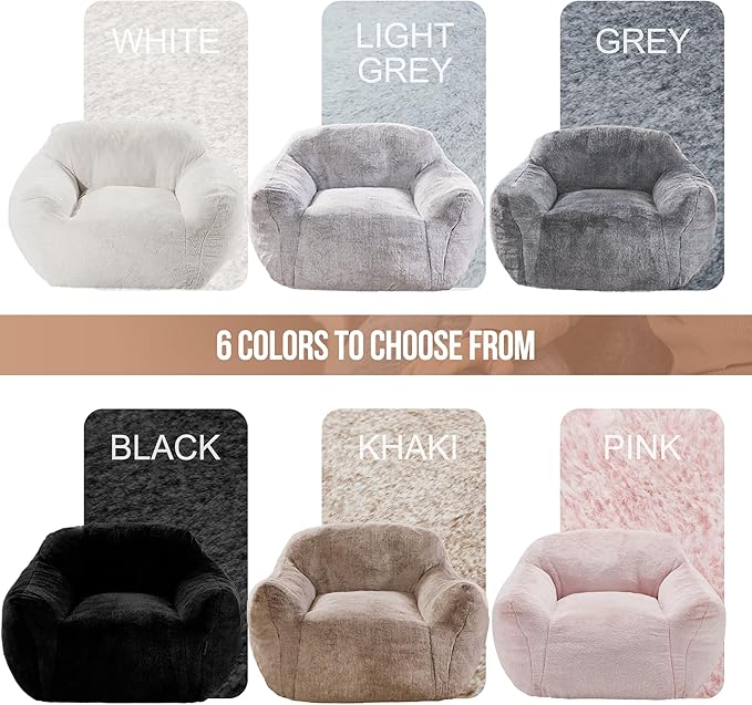 Homguava Beanbag Chair Bean Bag Chairs for Adults Bean Bags Giant Bean Bag Sofa with Spacious Cushion Bean Bag Couch with Armrest Large Bean Bag Chair with Filler for Living Room Bedroom (Light Grey)