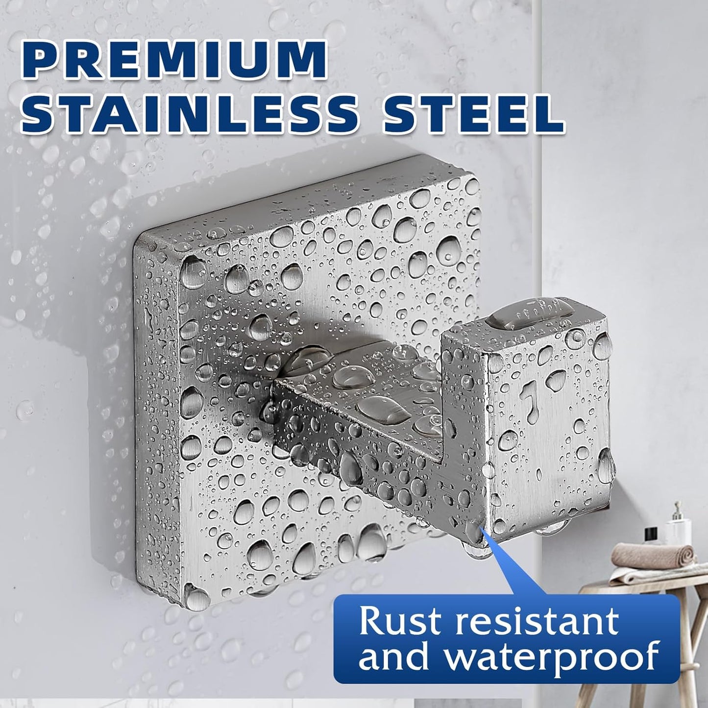 Brushed Nickel Towel Hooks for Bathrooms, Heavy Duty Wall Mounted Stainless Steel Modern Hook, 4 Pack – Ideal for Hanging Towels, Robes, Coats, in Kitchen, Bedroom, Bathroom, or Hotel