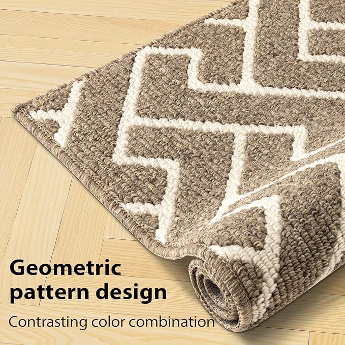 hicorfe Kitchen Rugs and Mats Sets,Non-Slip 2 Pieces Absorbent 100% Polypropylene Rug,Comfort Kitchen Runner Mat,Washable for Kitchen,Sink,Laundry(20" x 31.5" Plus 20" x 48",Beige)