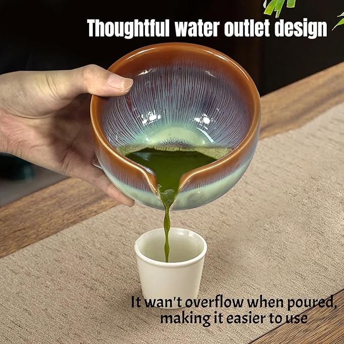 Matcha Whisk Set,6Pcs Matcha Kit Includes Matcha Whisk and Holder,Matcha Bowl with Spout,Matcha Sifter and 2Pcs Matcha Spoon,Suitable as a gift for those who like matcha (Gradient Orange)