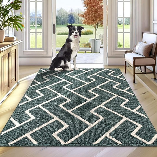 hicorfe Kitchen Rugs and Mats,Kitchen Mats for Floor,36"x59" Non Slip Runner Rug,Absorbent Resist Dirt Comfort Standing Mat Machine Washable for Entryway,Hallway,Front of Sink(Dark Green)