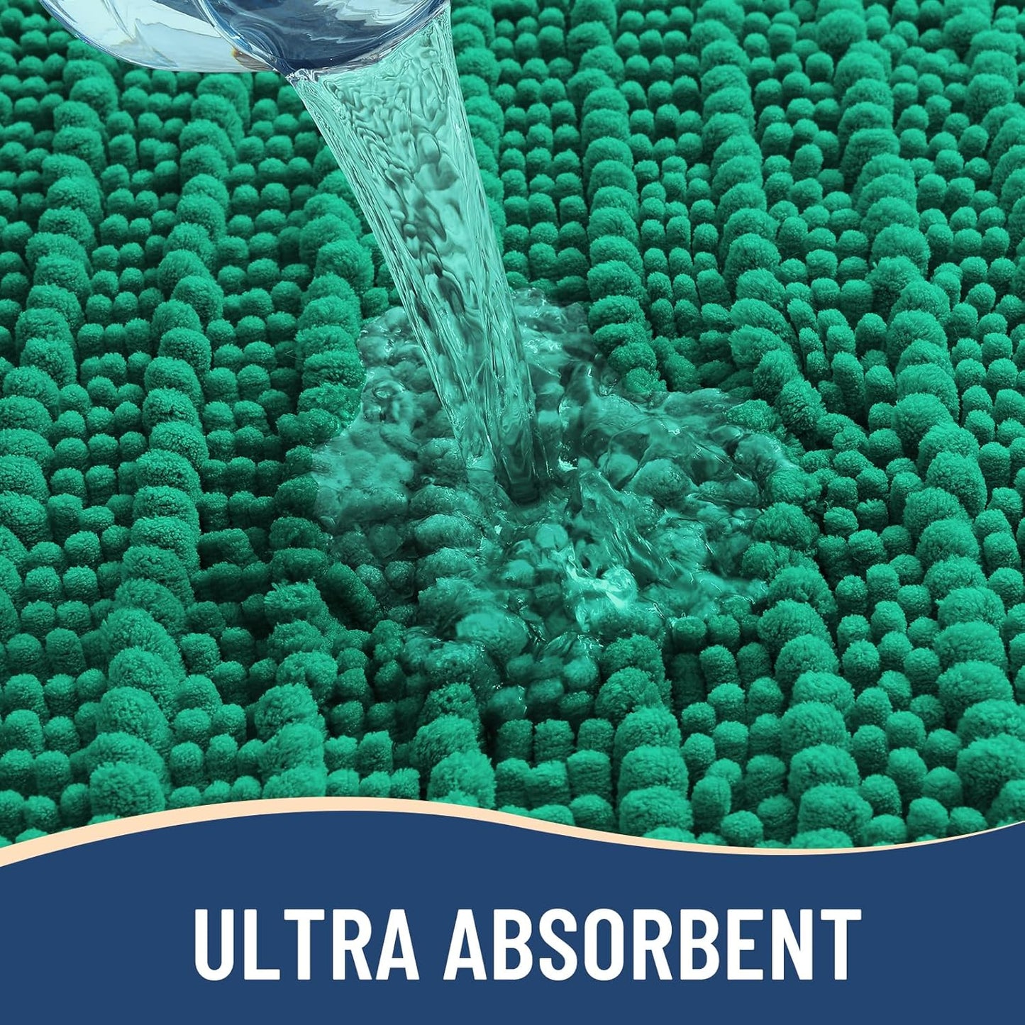 Arotive Luxury Chenille Bathroom Rug Mat, Extra Soft Thick Absorbent Shaggy Bath Rugs, Non-Slip Machine Wash Dry, Plush Bath Mats for Bathroom, Shower and Tub, 30x20, Emerald