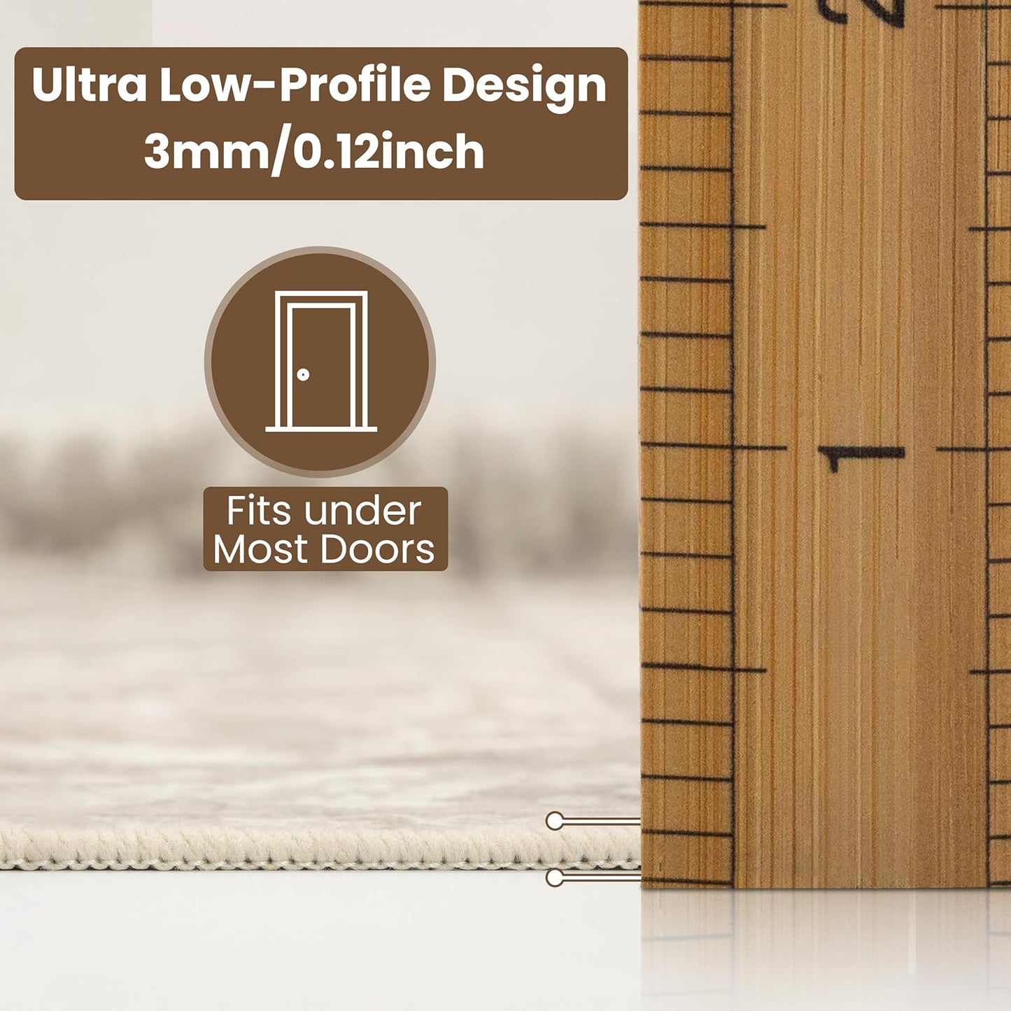 Washable Runner Rug 2x6 | Non Slip Rug Runners for Hallways, Entryways, Kitchens, Bathrooms, Bedrooms | Ultra-Soft Flannel Carpet Runners with Rubber Backing (Floral Sand, 2x6)