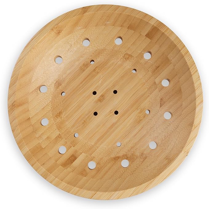 Bambüsi Wooden Fruit Bowl - Large Decorative Pedestal Bowl for Kitchen Counter, Dining Table, and Home Decor - Modern Serving Bowl for Fruits, Salads, Keys, Centerpiece, Entryway