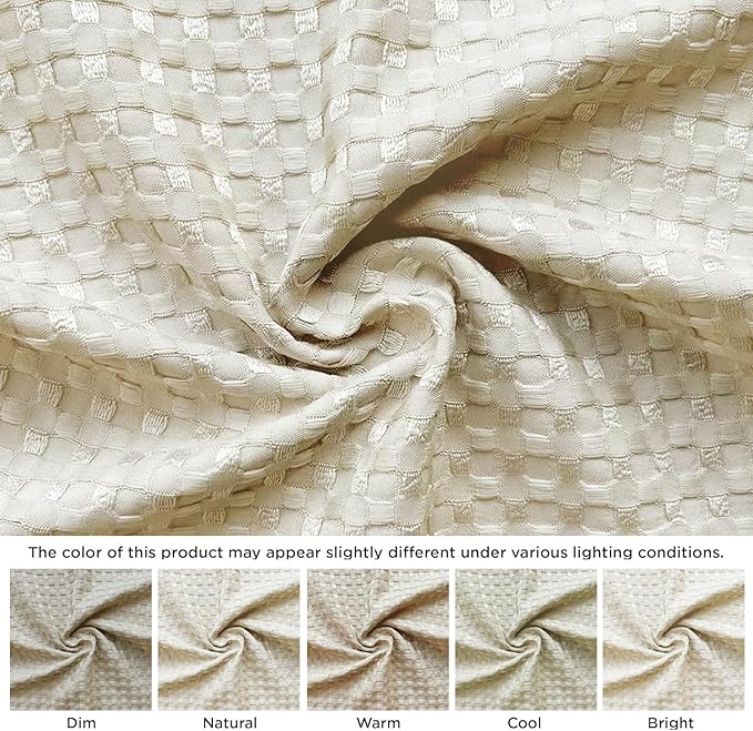 MIYE Pleated Waffle Weave Bed Skirt, Tailored Dust Ruffle 12 Inch Drop Easy Fit, Machine Washable,No Split Corners (Light Beige, Twin - 12" Drop)