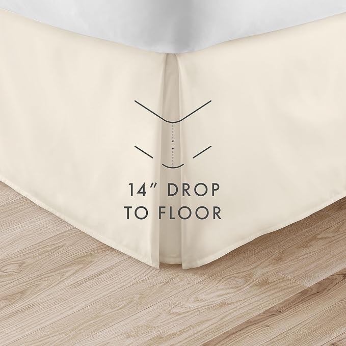 Linen Market Bed Skirt - Ultra Soft Microfiber - Easy Fit with 14 Inch Tailored Drop - Hotel Quality, Shrinkage & Fade Resistant - Bed Cover - Cal King Bed Skirt - Bedroom Décor - (Cal King, Ivory)