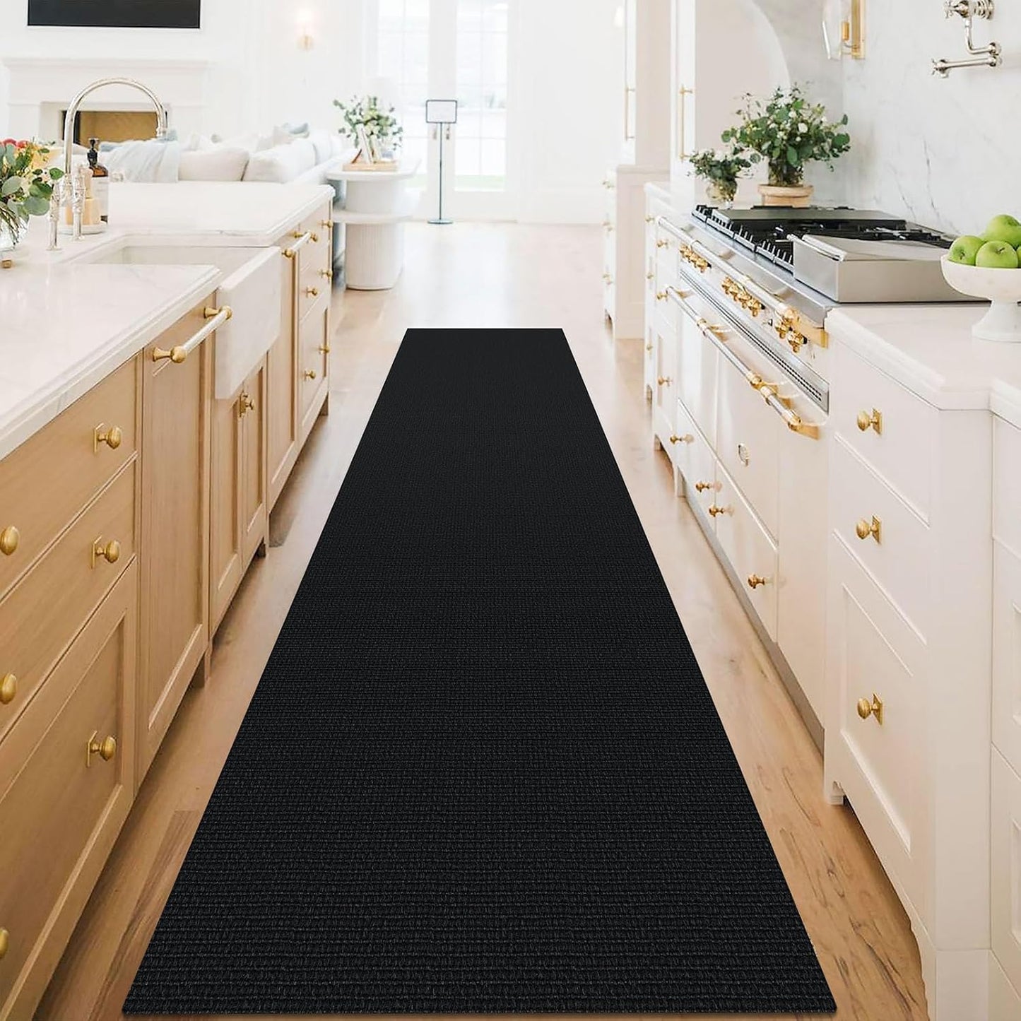 KOZYFLY Washable Runner Rug 3x16 ft Hallway Kitchen Runner Rugs with Rubber Backing Bobo Non Slip Entryway Runner Indoor, Long Carpet Runners for Hall Kitchen Entryway, Black