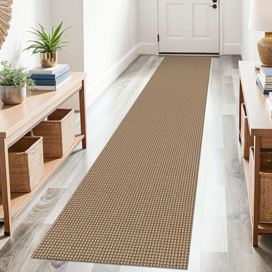 KOZYFLY Boho Runners for Hallways 2x10 ft Washable Kitchen Runner Non Slip Rubber Backed Hallway Rugs Cotton Entryway Runner Rug Floor Carpet for Indoor Hall, Backdoor, Kitchen, Tan/Orange/Brown