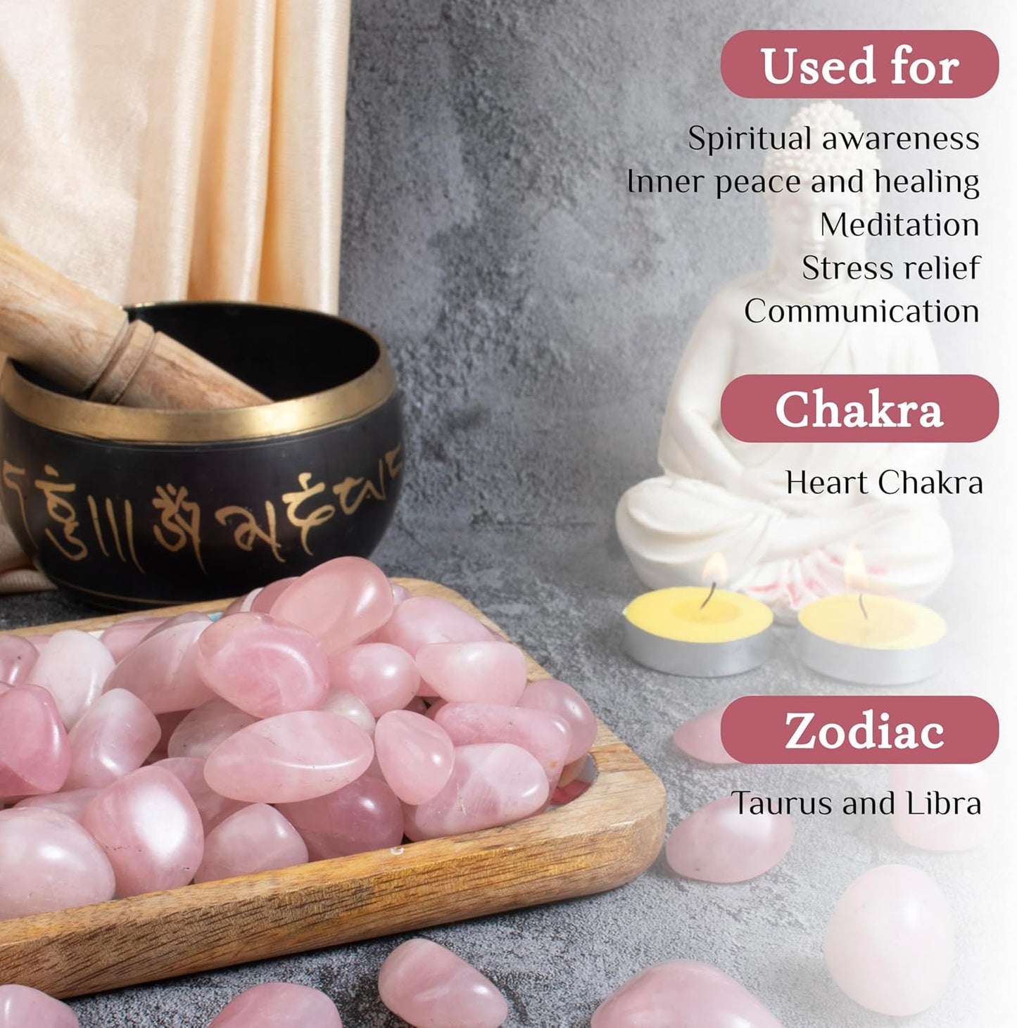 Crocon 1LB Rose Quartz Tumbled Stones and Crystals Bulk 2000+ Carats Natural Crystal Kit for Reiki Healing Polished, Mothers Day, Tumble Stones, Chakra Balancing, Gift, Home Decor Size : 20mm