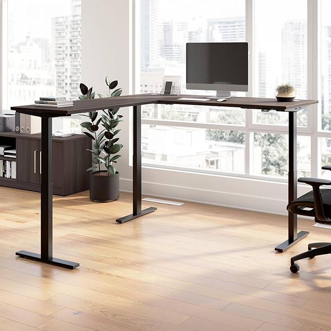 Bush Business Furniture 72-inch Height Adjustable L Shaped Standing Desk, Electric Sit-Stand Corner Computer Table, Ergonomic Office, Move 60 Series, Storm Gray with Black Base