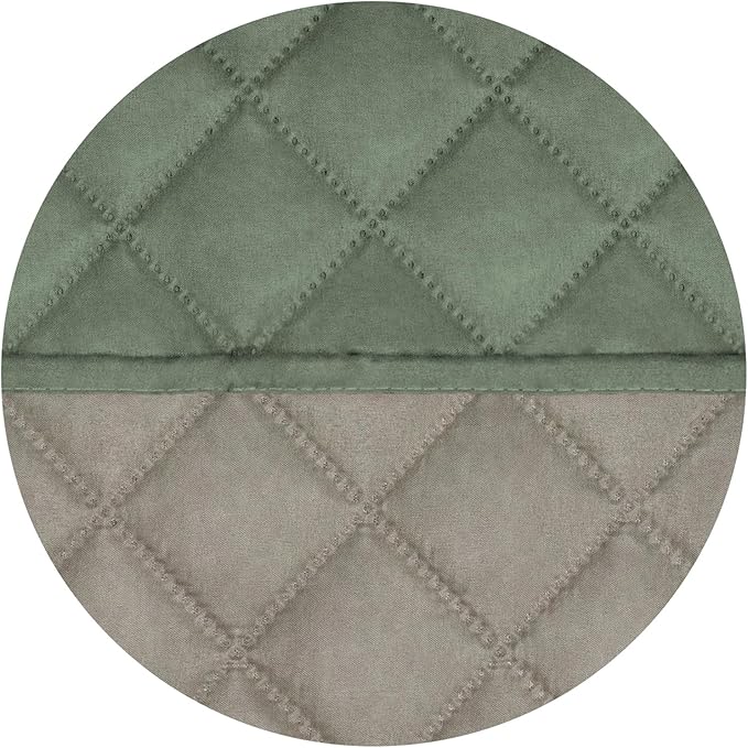 PureFit Reversible Quilted Sofa Cover, Water Resistant Slipcover Furniture Protector, Washable Couch Cover with Non Slip and Elastic Straps for Kids, Dogs (Oversized Loveseat, Greyish Green/Beige)