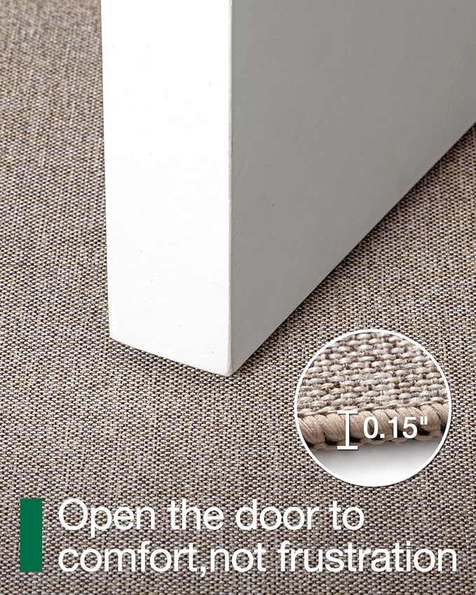 LUMI Ultra Thin Door Mat for Entryway, Low Profile Non Slip Rubber Backing Indoor Doormat, Easy Clean Welcome Entrance Mat for Inside House, Patio, Khaki 20"x32"