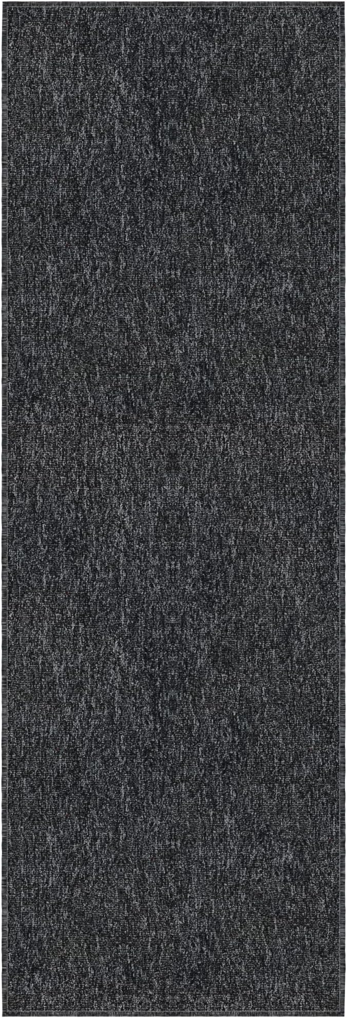 Ottomanson 20" x 59" Ultra-Thin Hallway Runner Rug - Durable Non-Slip Carpet for High-Traffic Areas - Fits Under Doors for Seamless Entry - Ideal for Kitchen, Entryway, Bedroom & Living Room, Black