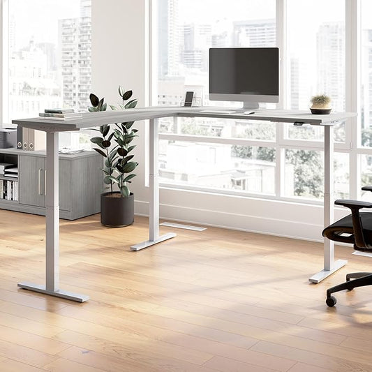 Bush Business Furniture 72-inch Height Adjustable L Shaped Standing Desk, Electric Sit-Stand Corner Computer Table, Ergonomic Office, Move 60 Series, Platinum Gray with Metallic Gray Base