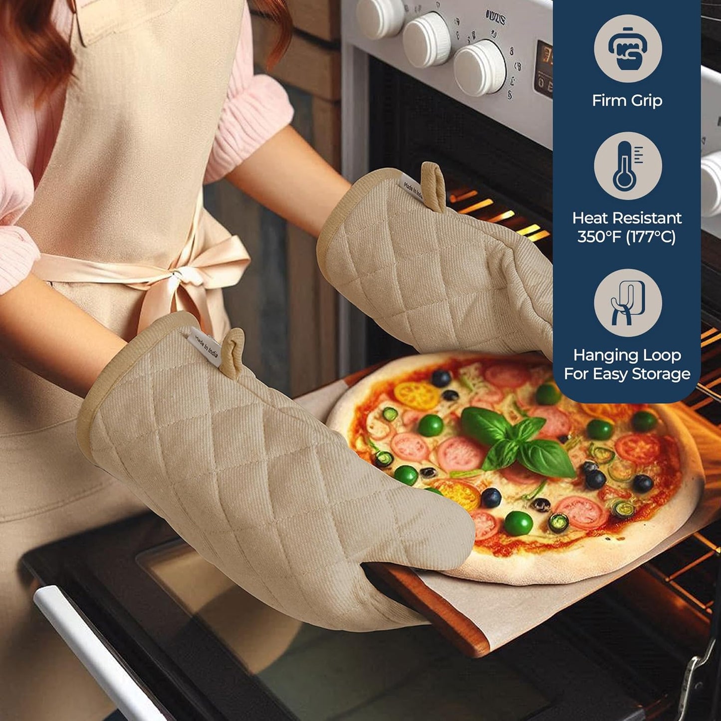 LANE LINEN 20 Piece Kitchen Dish Cloths Set - 100% Cotton Dish Towels, Heat Resistant Kitchen Mittens and Pot Holder Set, Reusable Dish Rags for Washing Dishes, Absorbent Dish Towels- Beige