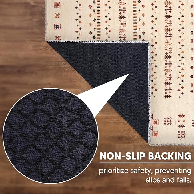 Keen Home Design 6x9 Rug - Machine Washable Area Rug with Non-Slip Backing, Ideal for Living Room, Dining Room, Bedroom - Vintage, Easy Clean, Durable, Low Pile - (6' x 9')