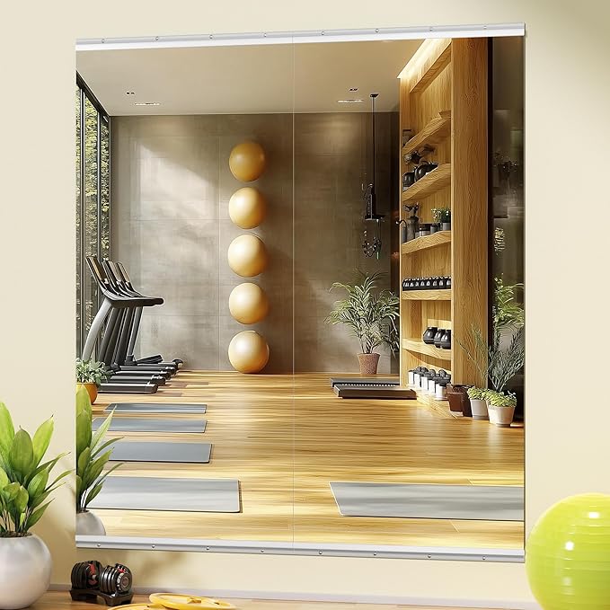 Home Gym Mirror, 79'' x 36'' x 2PCS, Large Full Body Mirror for Yoga, Frameless Tempered Glass, Wall Mounted for Home Gym, Garage, Bedroom, Bathroom