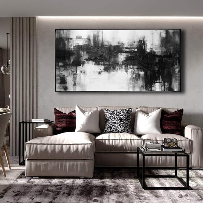 VHMING Abstract Wall Art Large Size Framed Modern Minimalist Canvas Painting Living Room Decor 30"x60"