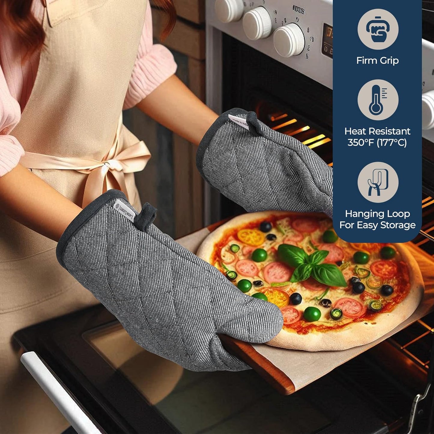 LANE LINEN Kitchen Towels & Dishcloths Set - 20-Piece Kitchen Essentials for New Home, Heat-Resistant Oven Mitts & Pot Holder, Absorbent Flour Sack Towels - Black