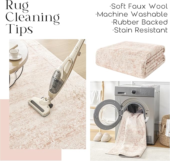Pink Boho Font Door Mat for Indoor Entrance Washable Non Slip Cute Vintage Floral Aesthetic 4x6 Area Rugs for Entryway Entry