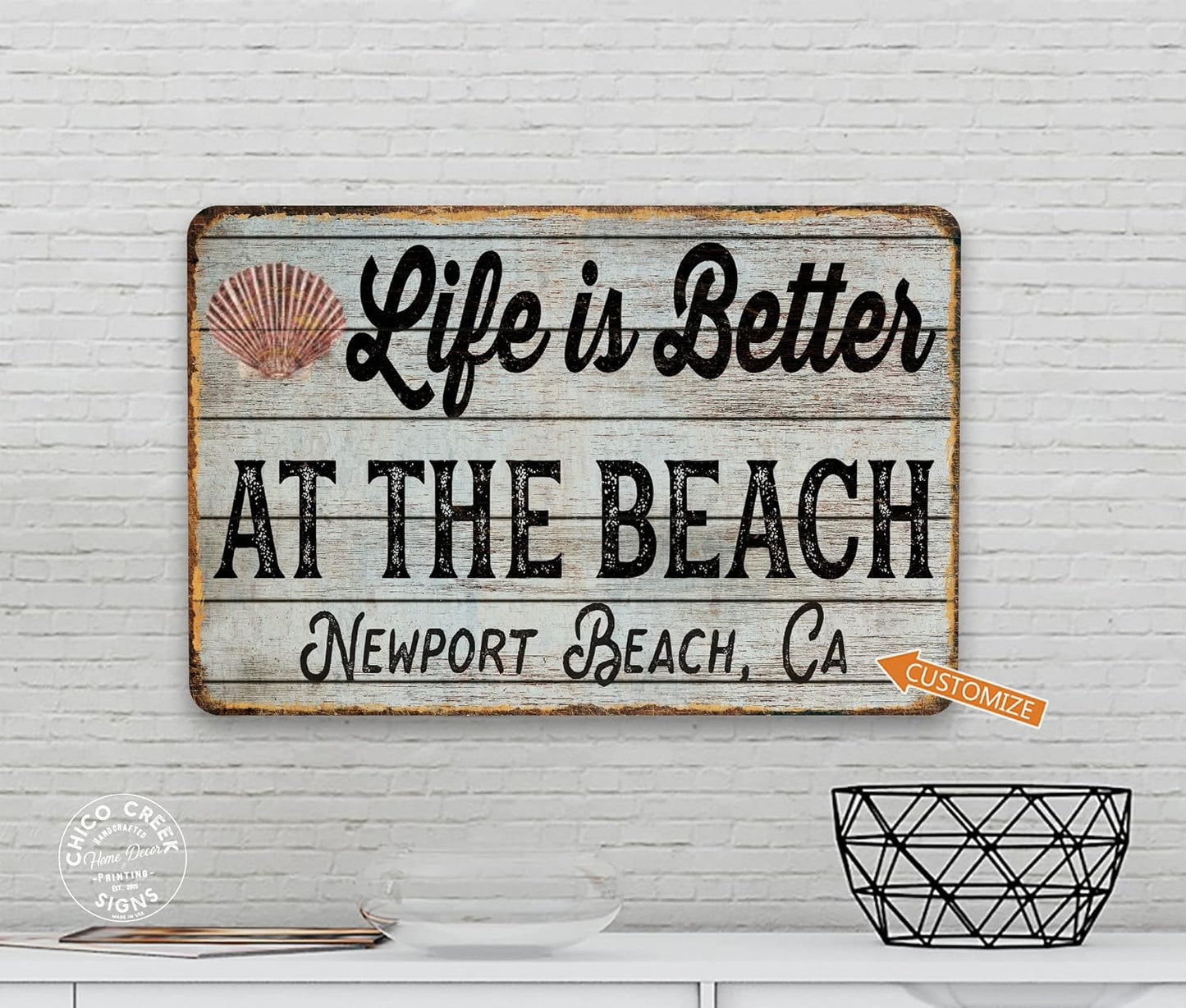 Custom Beach Sign Life is Better At The Beach Wall Art Seaside Beach Décor Personalized Your Text Here Souvenir 108122002013