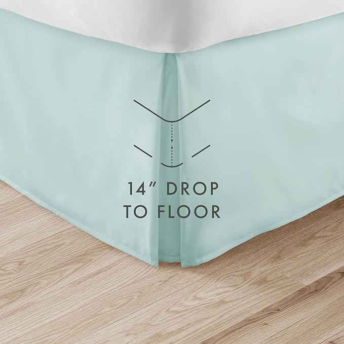 Linen Market Bed Skirt - Ultra Soft Microfiber - Easy Fit with 14 Inch Tailored Drop - Hotel Quality, Shrinkage & Fade Resistant - Bed Cover - Full Size Bed Skirts - Bedroom Décor - (Full, Aqua)